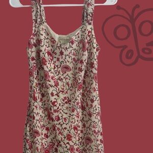 Floral Print Dress with Red and Cream Design